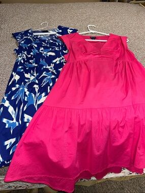 Bright Pink Tiered Midi Dress by Unknown Brand